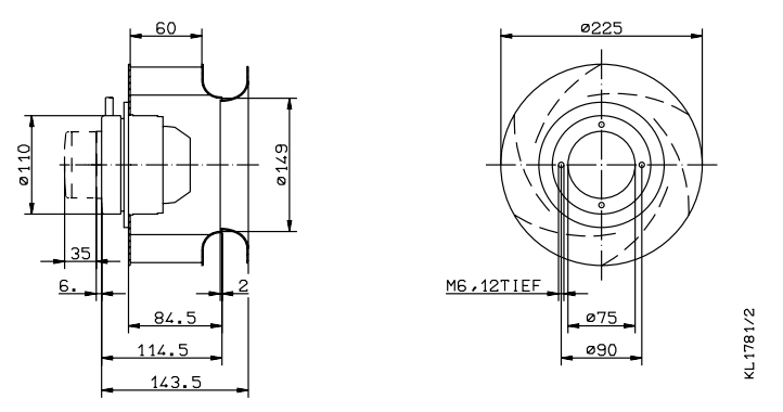 Чертеж вентилятора RH22M-2DK.1B.2R, арт. 121 861